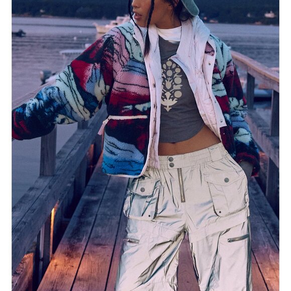 🆕 FP MOVEMENT Hit The Slopes Printed Fleece Jacket / Twilight Forest - Picture 7 of 9